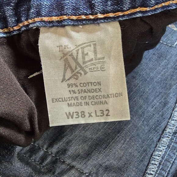 Axel Jeans Mens 38x32 Blue Bootcut Aspetuck Denim Whiskers Western Rugged Urban - Picture 8 of 13